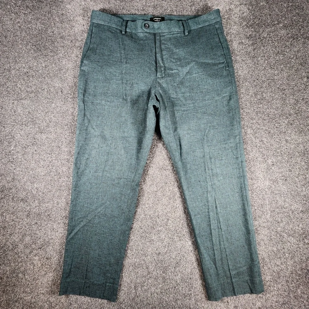 Banana Republic Slim Fit Herringbone Linen Cotton Trousers Mens 36x30 Green